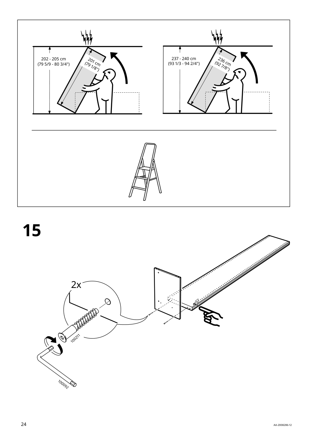 Assembly instructions for IKEA Pax add on corner unit with 4 shelves dark gray | Page 24 - IKEA PAX corner wardrobe 494.320.74