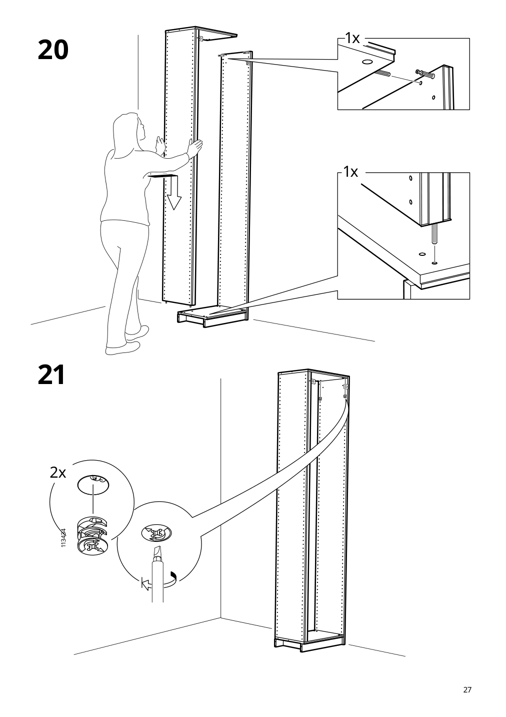 Assembly instructions for IKEA Pax add on corner unit with 4 shelves dark gray | Page 27 - IKEA PAX corner wardrobe 494.320.74