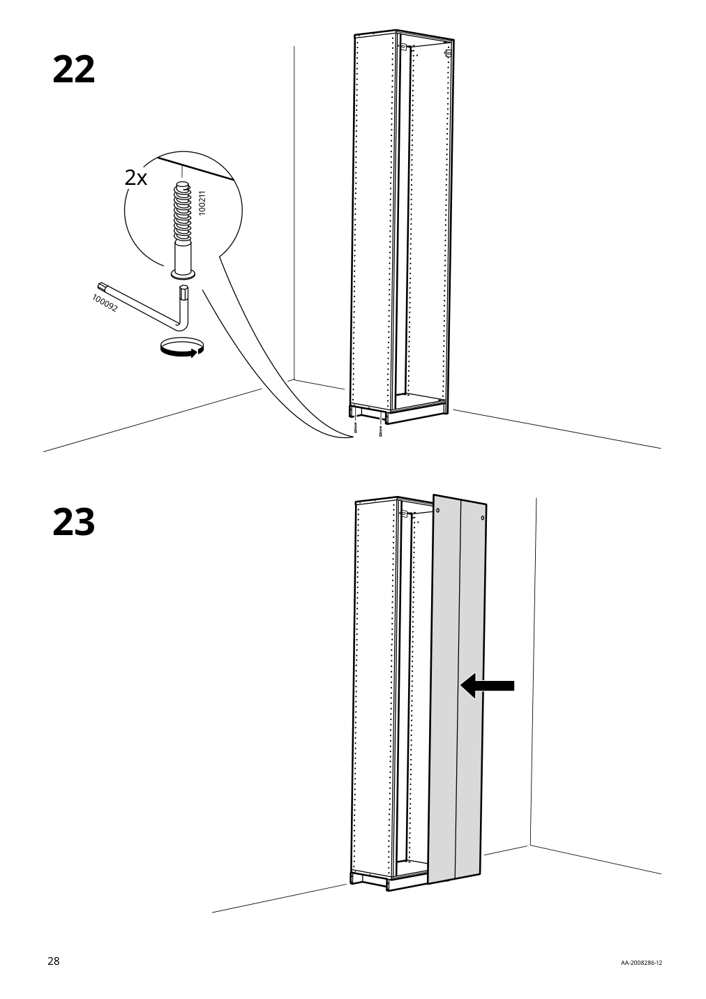 Assembly instructions for IKEA Pax add on corner unit with 4 shelves dark gray | Page 28 - IKEA PAX corner wardrobe 494.320.74