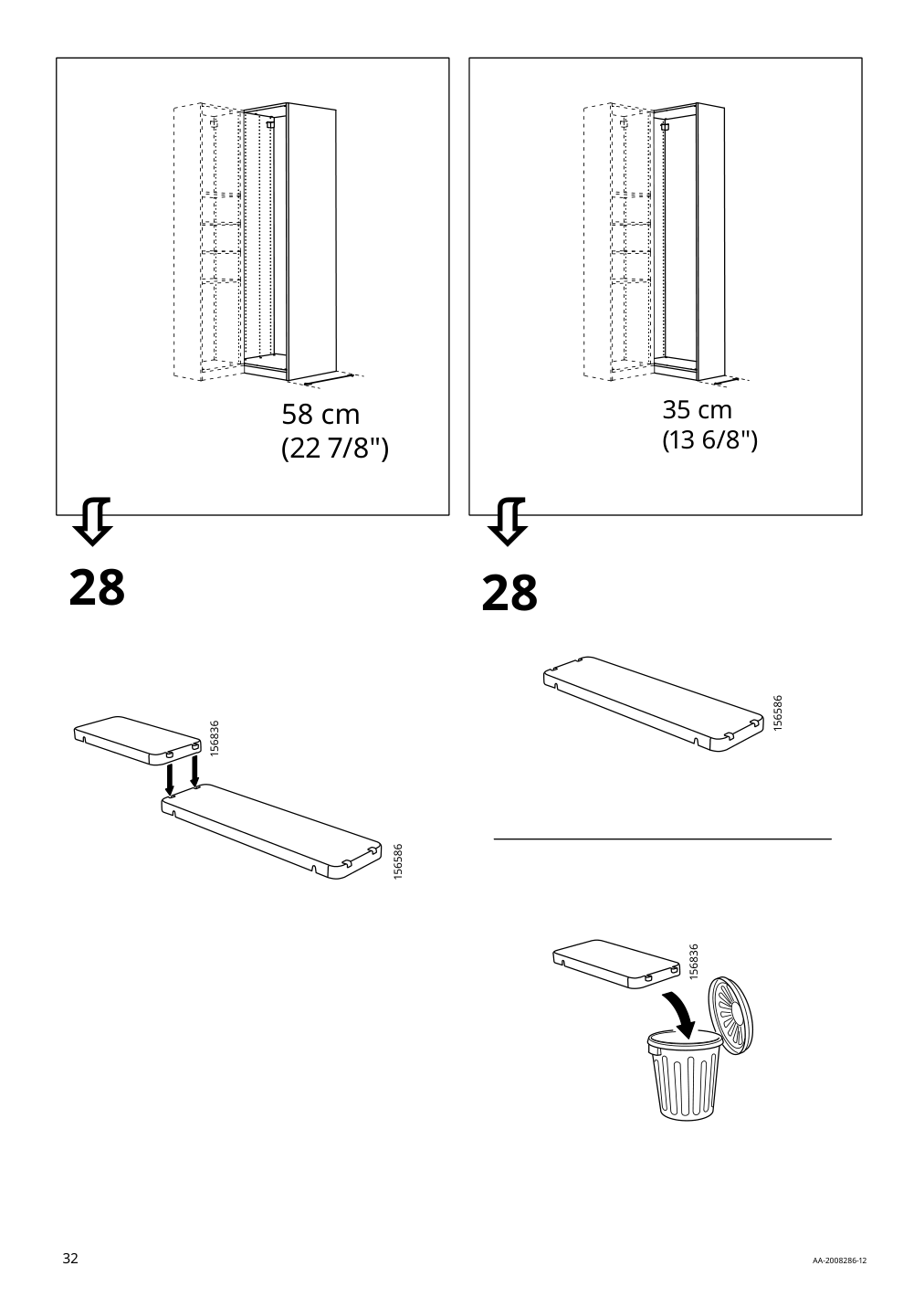 Assembly instructions for IKEA Pax add on corner unit with 4 shelves dark gray | Page 32 - IKEA PAX corner wardrobe 494.320.74