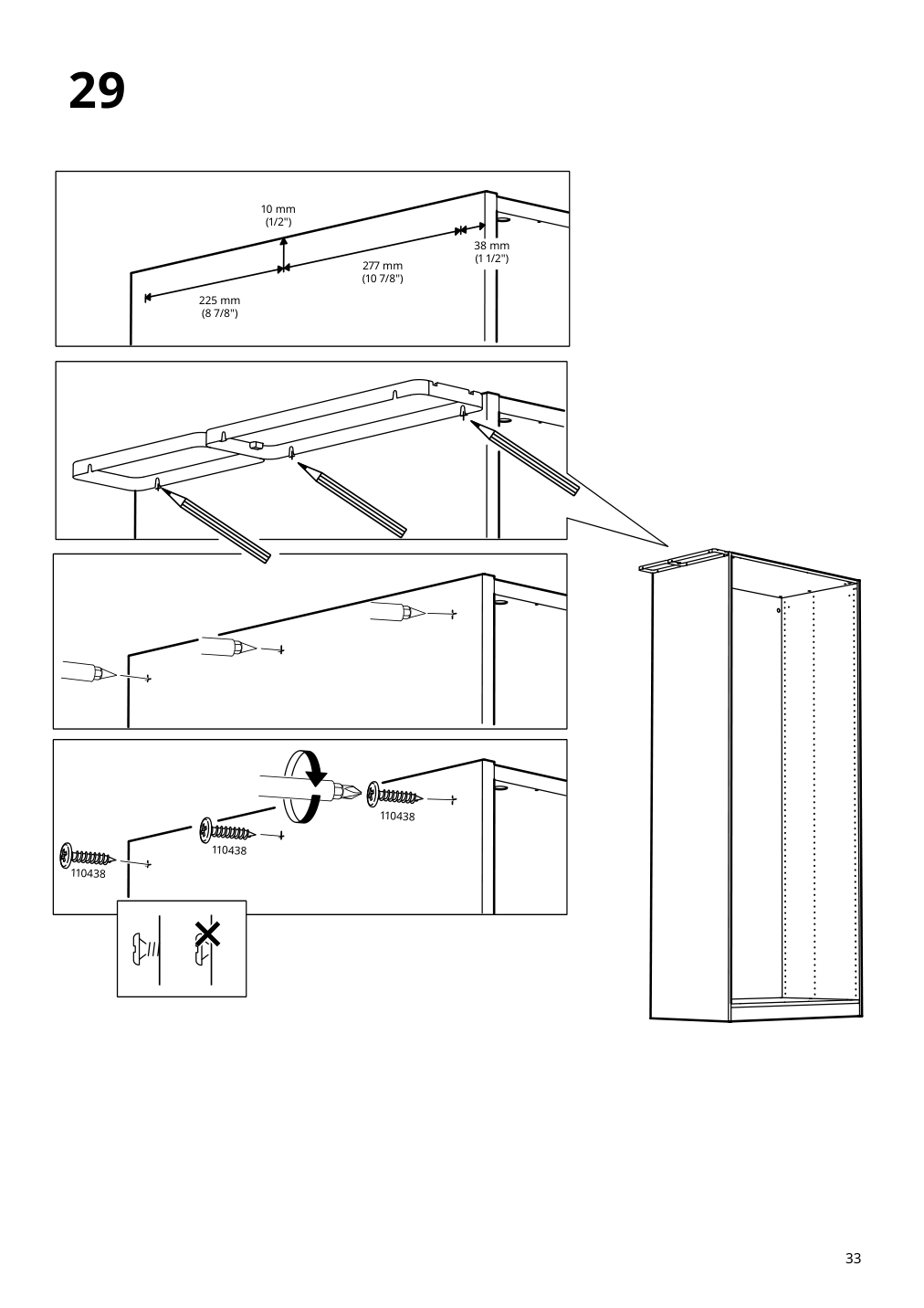 Assembly instructions for IKEA Pax add on corner unit with 4 shelves dark gray | Page 33 - IKEA PAX corner wardrobe 494.320.74