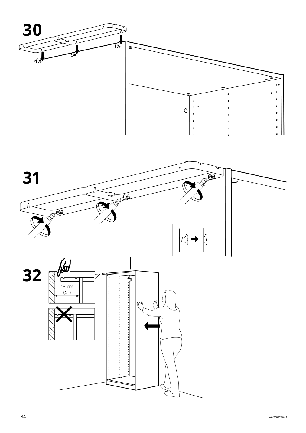 Assembly instructions for IKEA Pax add on corner unit with 4 shelves dark gray | Page 34 - IKEA PAX corner wardrobe 494.320.74