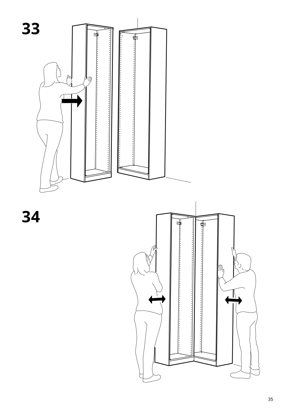 Assembly instructions for IKEA Pax add on corner unit with 4 shelves dark gray | Page 35 - IKEA PAX corner wardrobe 494.320.74