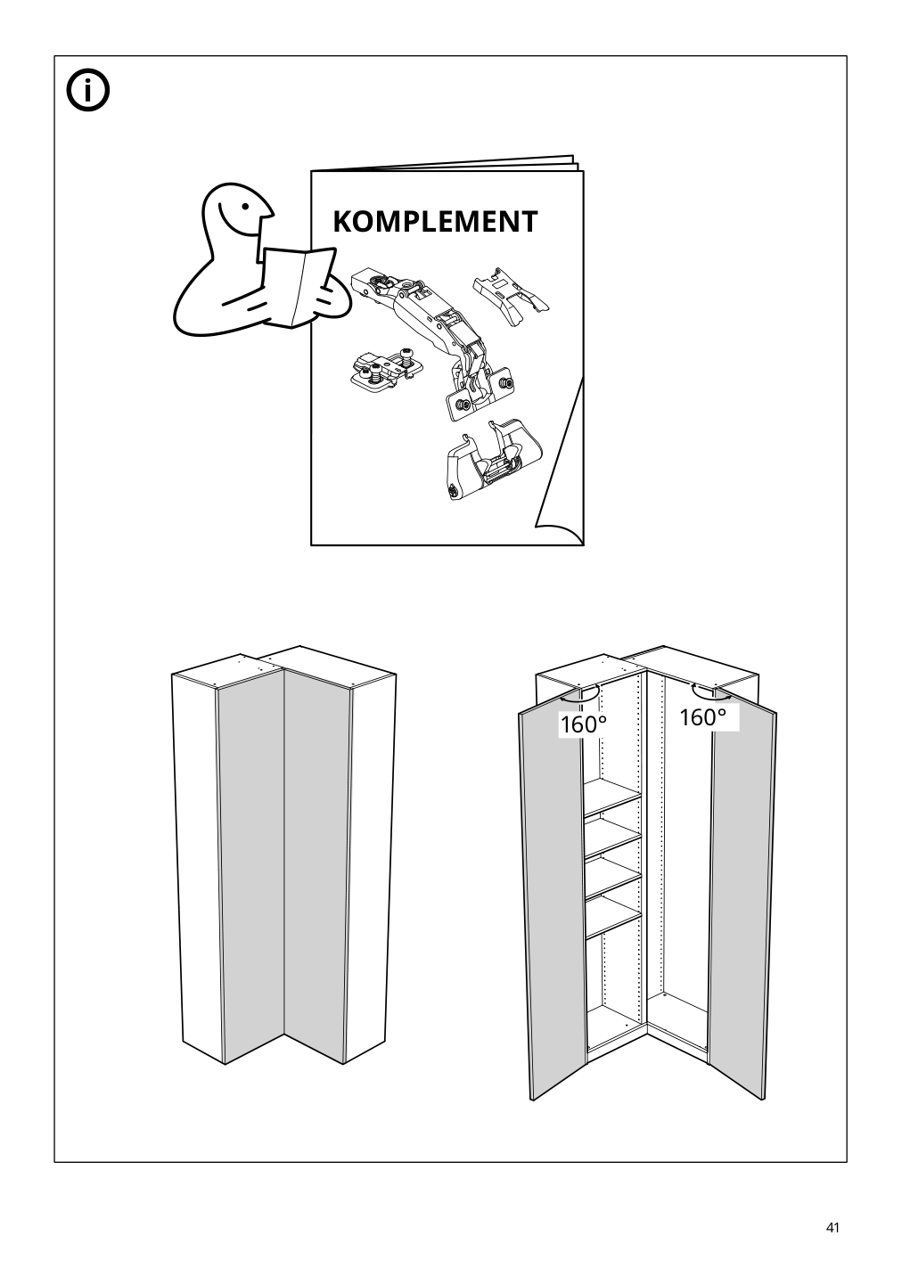 Assembly instructions for IKEA Pax add on corner unit with 4 shelves dark gray | Page 41 - IKEA PAX corner wardrobe 494.320.74