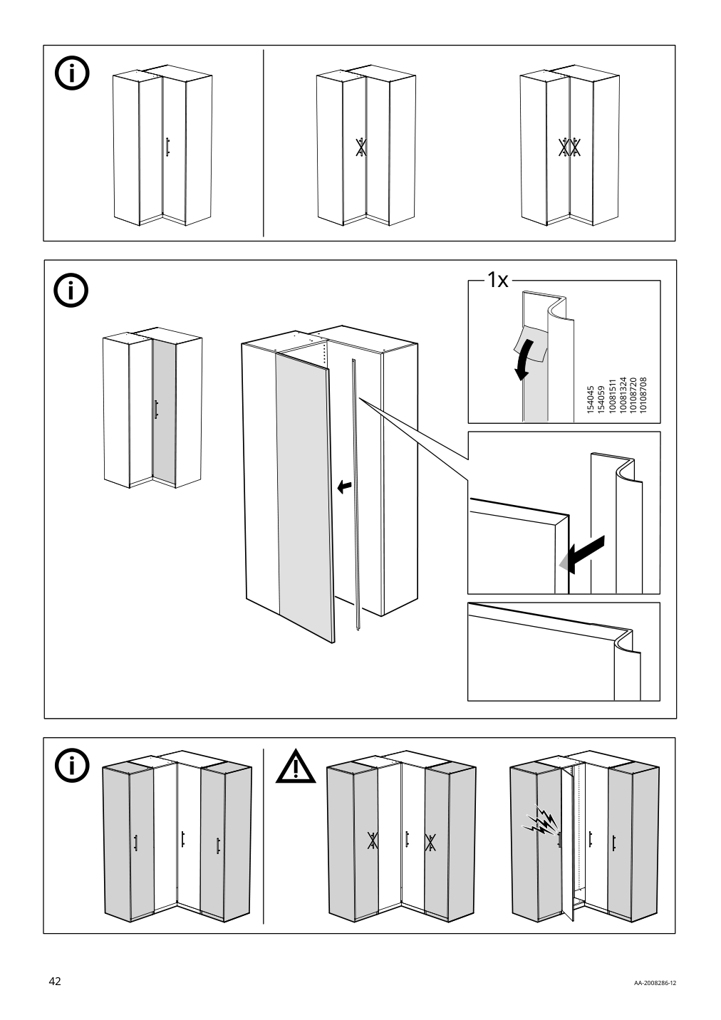 Assembly instructions for IKEA Pax add on corner unit with 4 shelves dark gray | Page 42 - IKEA PAX corner wardrobe 494.320.74