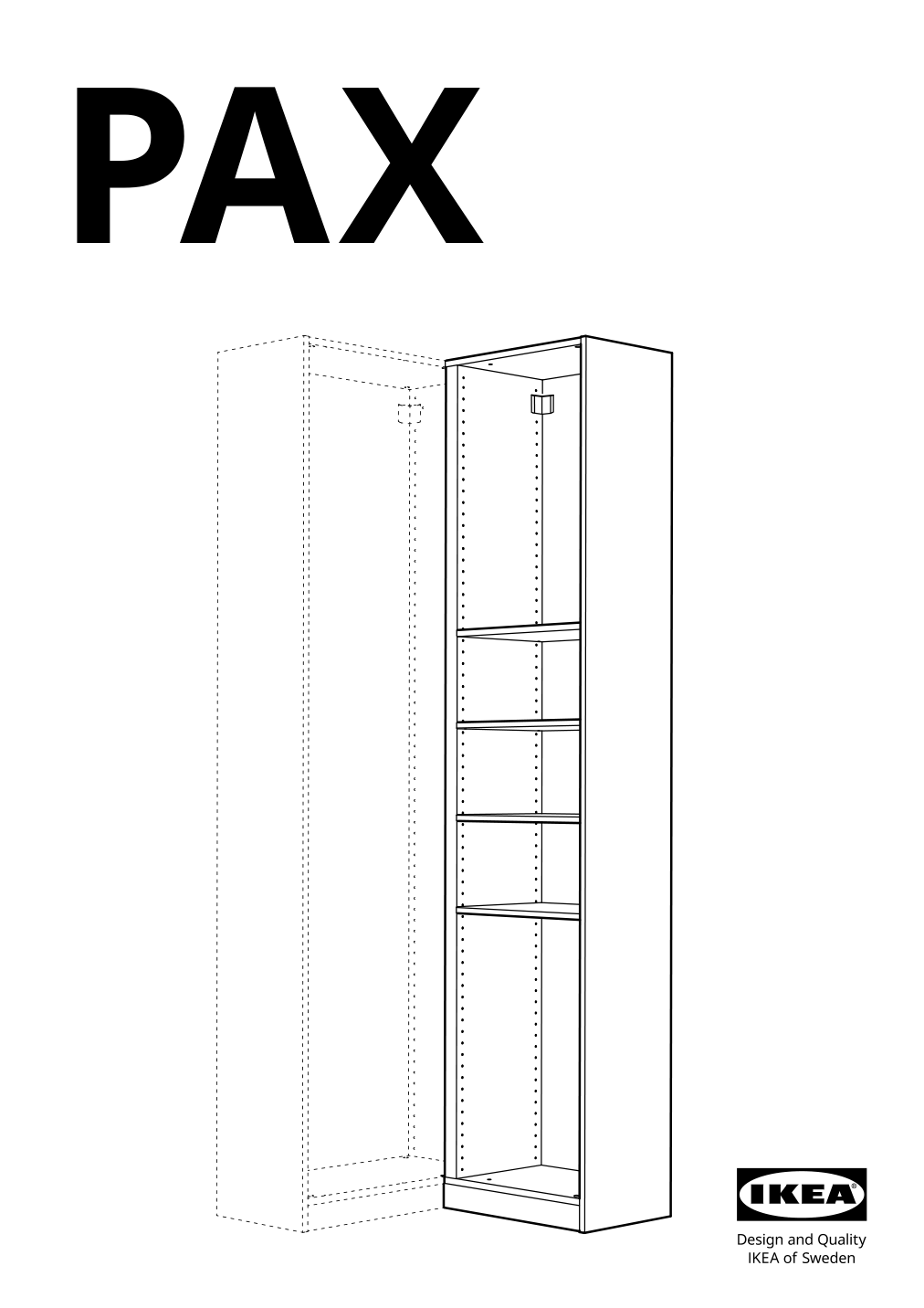 Assembly instructions for IKEA Pax add on corner unit with 4 shelves dark gray | Page 1 - IKEA PAX corner wardrobe 494.320.74