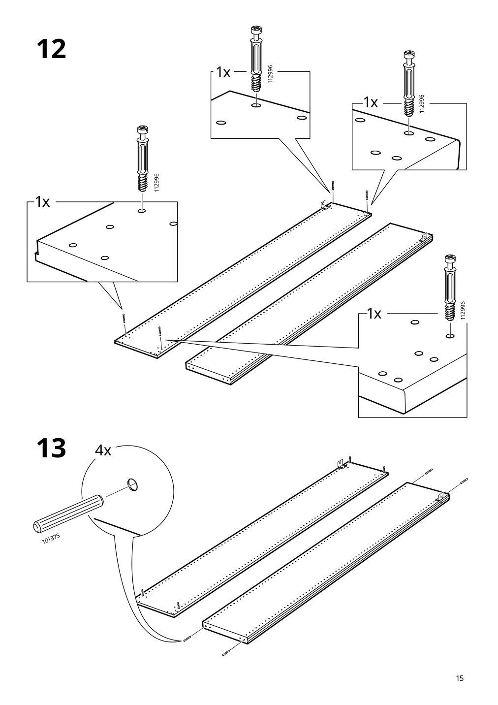 Assembly instructions for IKEA Pax add on corner unit with 4 shelves dark gray | Page 15 - IKEA PAX corner wardrobe 494.320.74