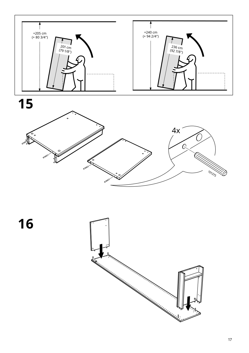 Assembly instructions for IKEA Pax add on corner unit with 4 shelves dark gray | Page 17 - IKEA PAX corner wardrobe 494.320.74