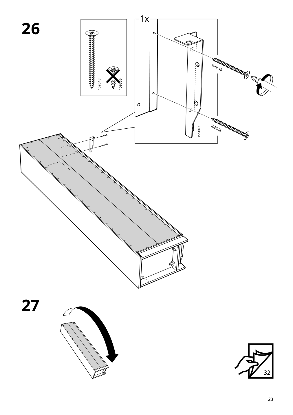 Assembly instructions for IKEA Pax add on corner unit with 4 shelves dark gray | Page 23 - IKEA PAX corner wardrobe 494.320.74