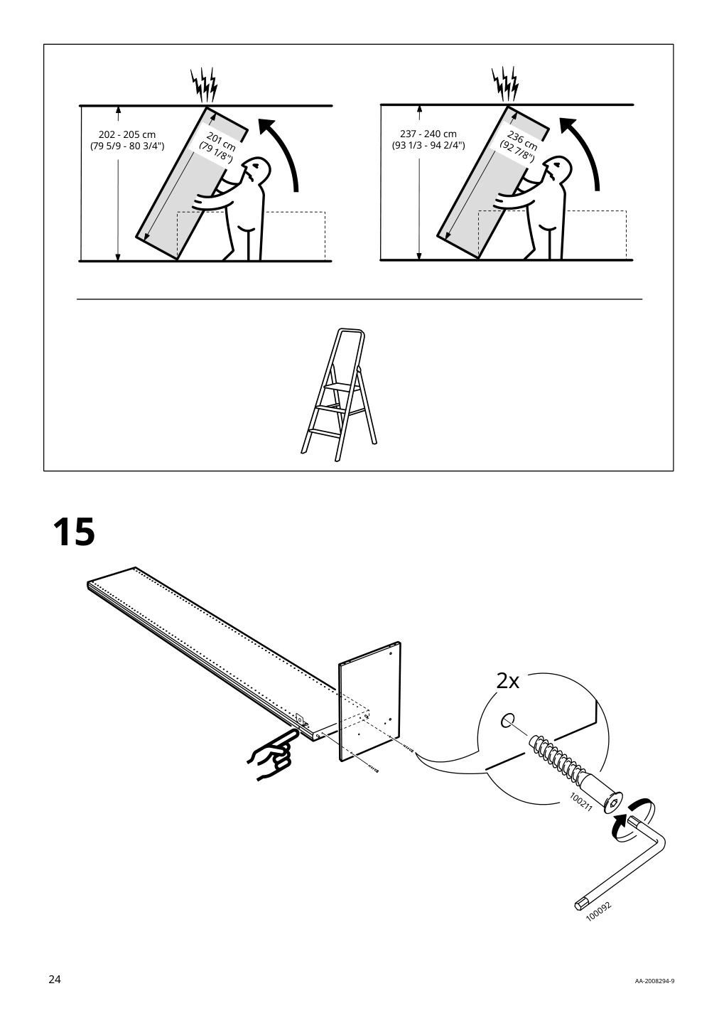 Assembly instructions for IKEA Pax add on corner unit with 4 shelves dark gray | Page 24 - IKEA PAX corner wardrobe 494.320.74