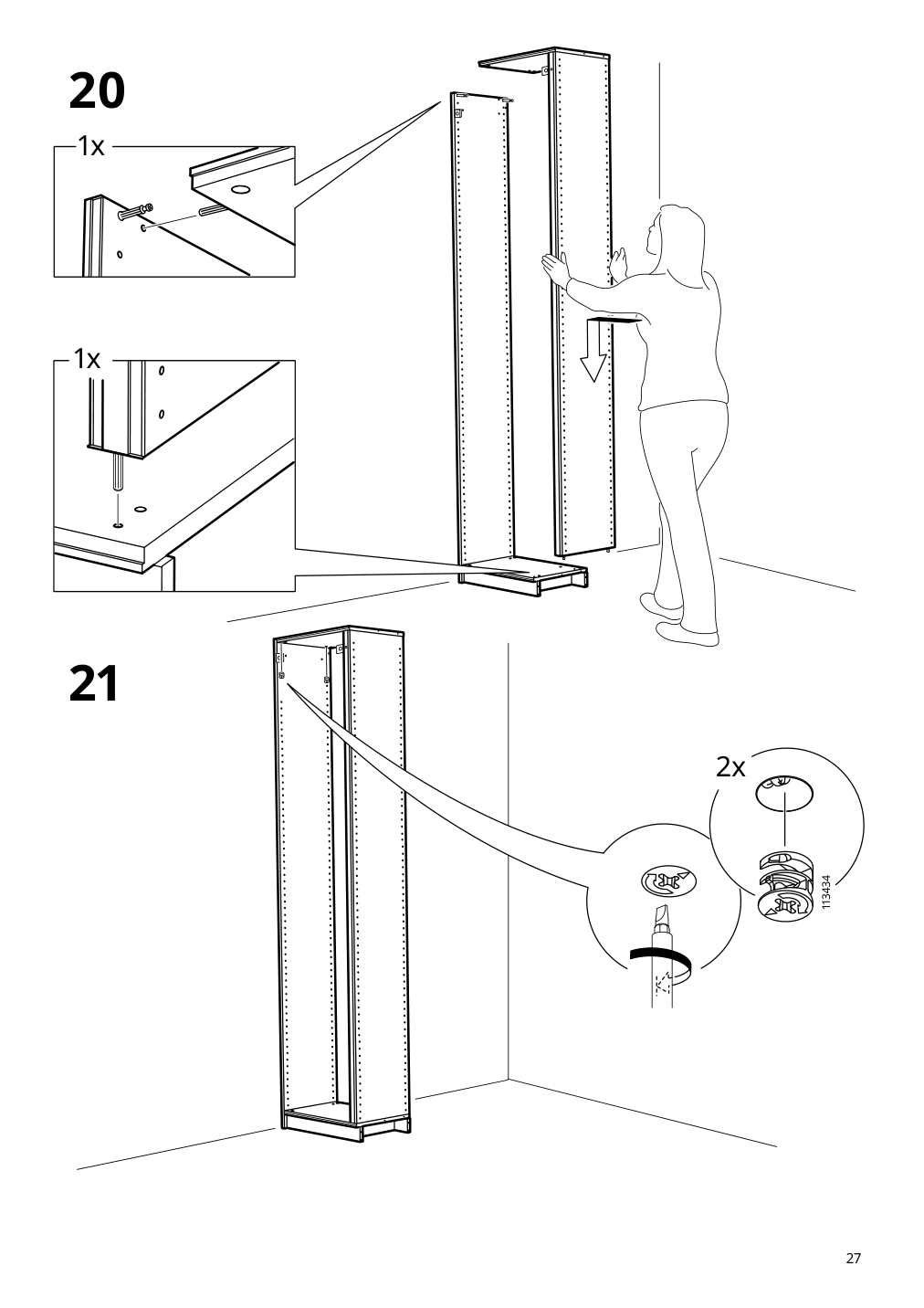 Assembly instructions for IKEA Pax add on corner unit with 4 shelves dark gray | Page 27 - IKEA PAX corner wardrobe 494.320.74