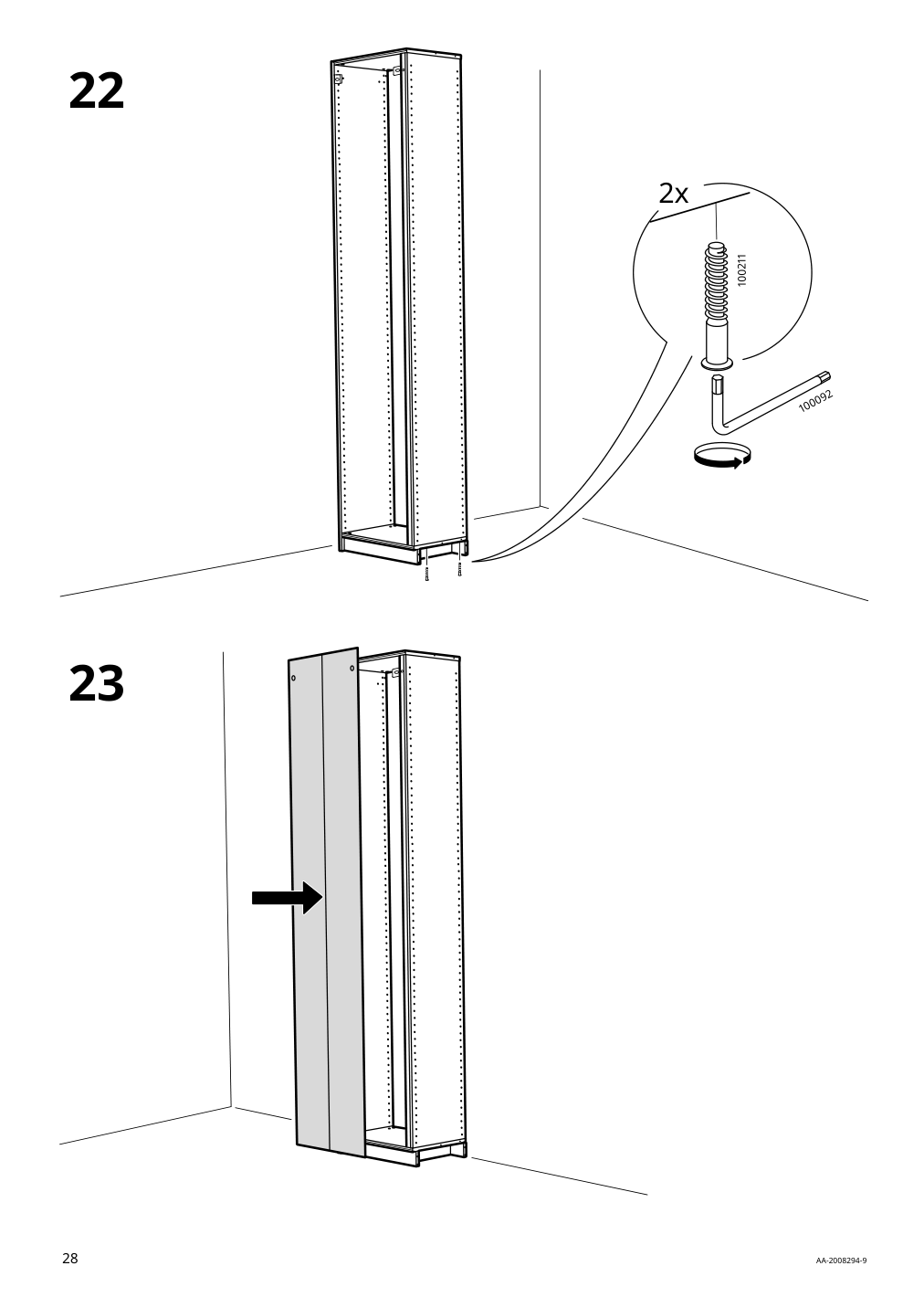 Assembly instructions for IKEA Pax add on corner unit with 4 shelves dark gray | Page 28 - IKEA PAX corner wardrobe 494.320.74