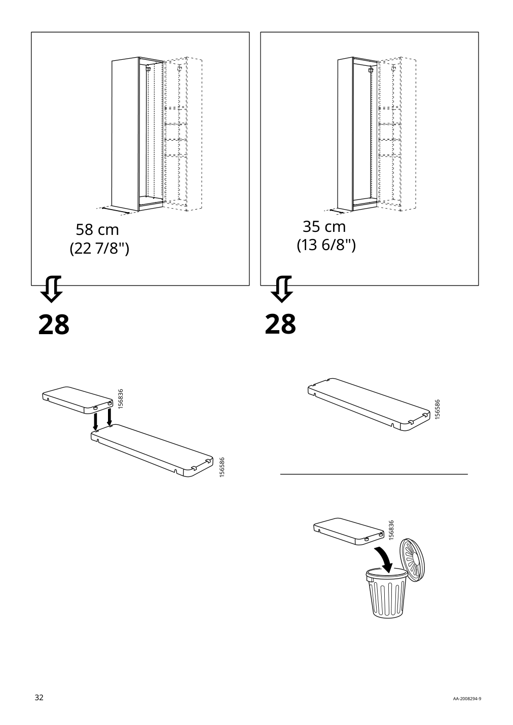 Assembly instructions for IKEA Pax add on corner unit with 4 shelves dark gray | Page 32 - IKEA PAX corner wardrobe 494.320.74