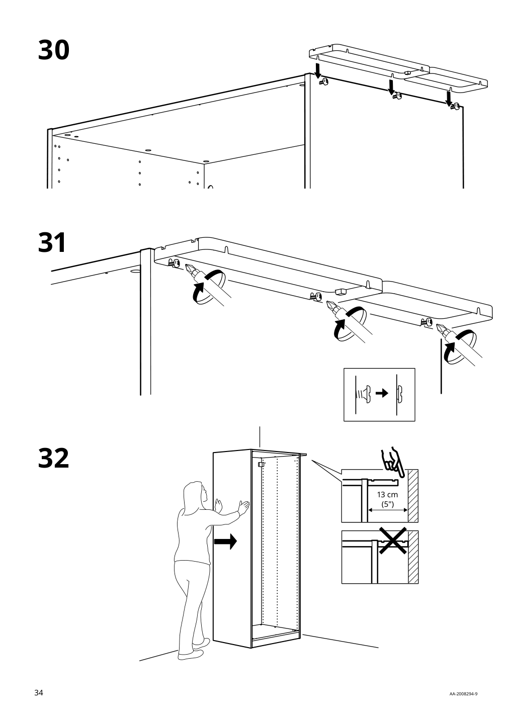 Assembly instructions for IKEA Pax add on corner unit with 4 shelves dark gray | Page 34 - IKEA PAX corner wardrobe 494.320.74