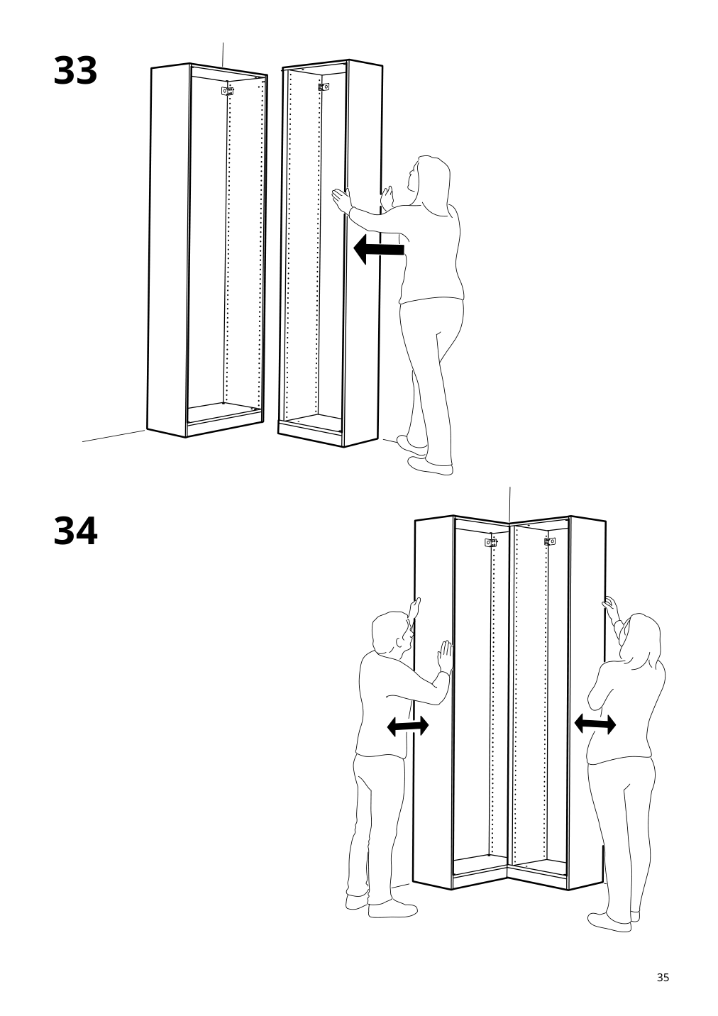 Assembly instructions for IKEA Pax add on corner unit with 4 shelves dark gray | Page 35 - IKEA PAX corner wardrobe 494.320.74