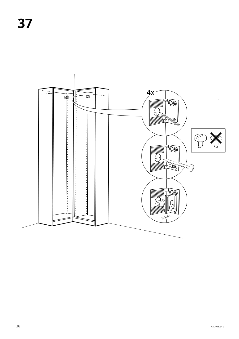 Assembly instructions for IKEA Pax add on corner unit with 4 shelves dark gray | Page 38 - IKEA PAX corner wardrobe 494.320.74