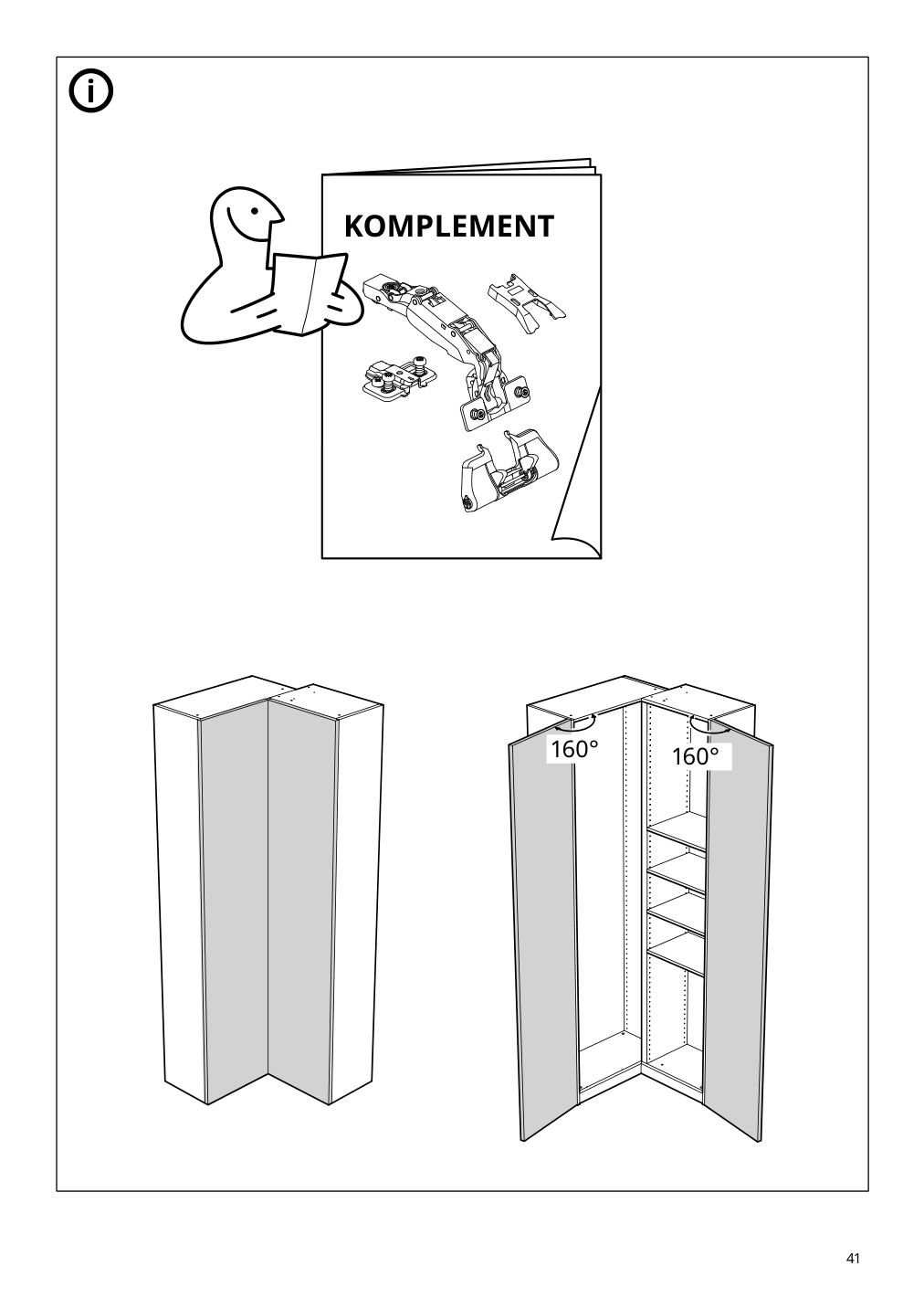 Assembly instructions for IKEA Pax add on corner unit with 4 shelves dark gray | Page 41 - IKEA PAX corner wardrobe 494.320.74