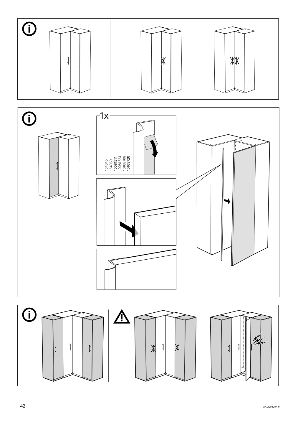 Assembly instructions for IKEA Pax add on corner unit with 4 shelves dark gray | Page 42 - IKEA PAX corner wardrobe 494.320.74