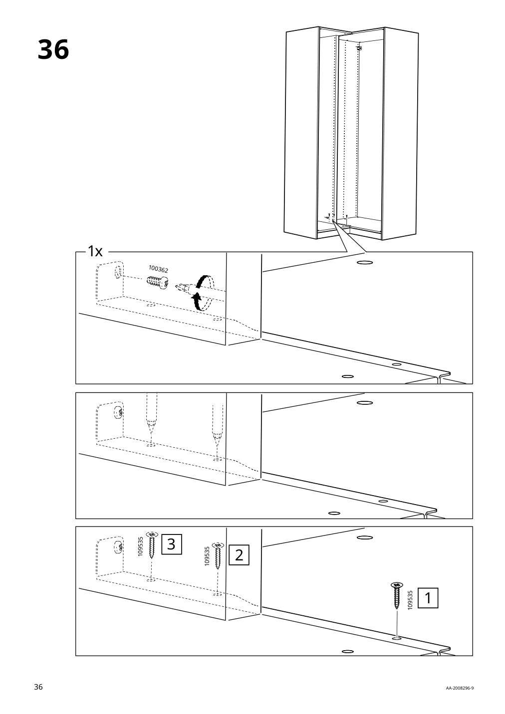 Assembly instructions for IKEA Pax add on corner unit with 4 shelves white | Page 36 - IKEA PAX corner wardrobe 993.856.97