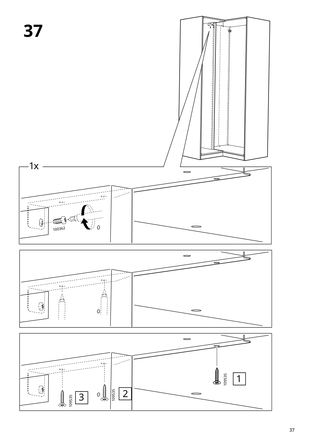 Assembly instructions for IKEA Pax add on corner unit with 4 shelves white | Page 37 - IKEA PAX corner wardrobe 993.856.97