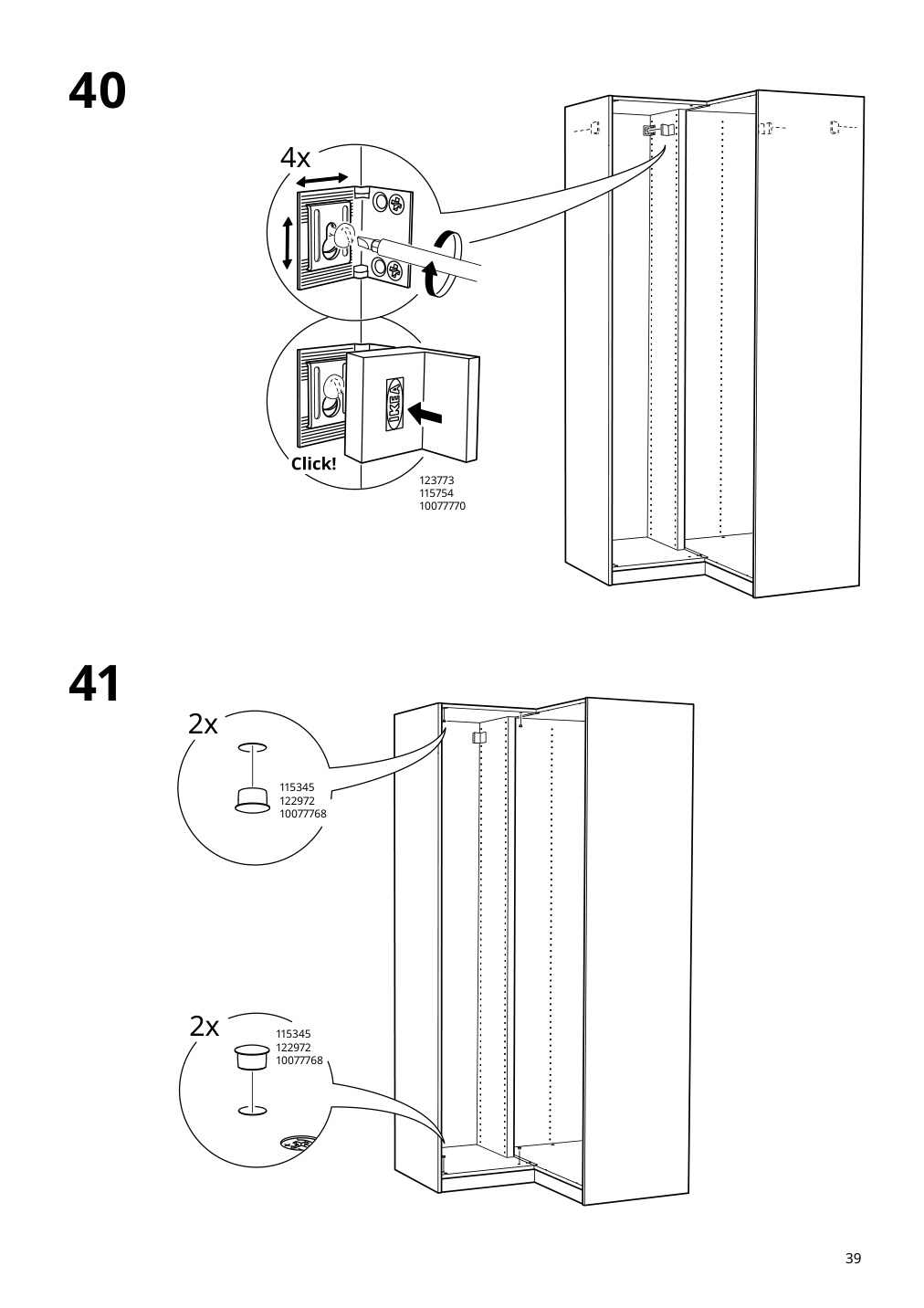 Assembly instructions for IKEA Pax add on corner unit with 4 shelves white | Page 39 - IKEA PAX corner wardrobe 993.856.97