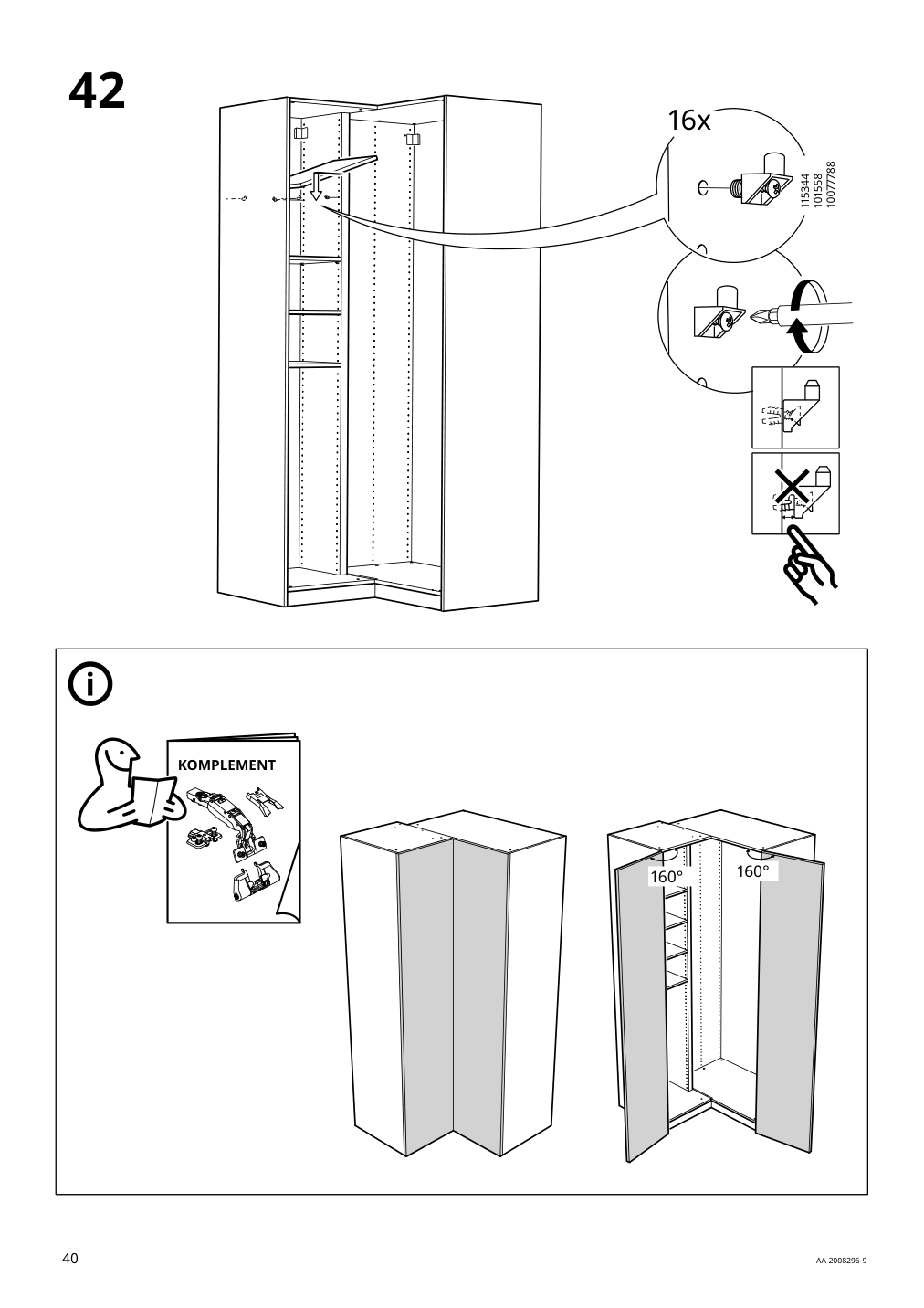 Assembly instructions for IKEA Pax add on corner unit with 4 shelves white | Page 40 - IKEA PAX corner wardrobe 993.856.97