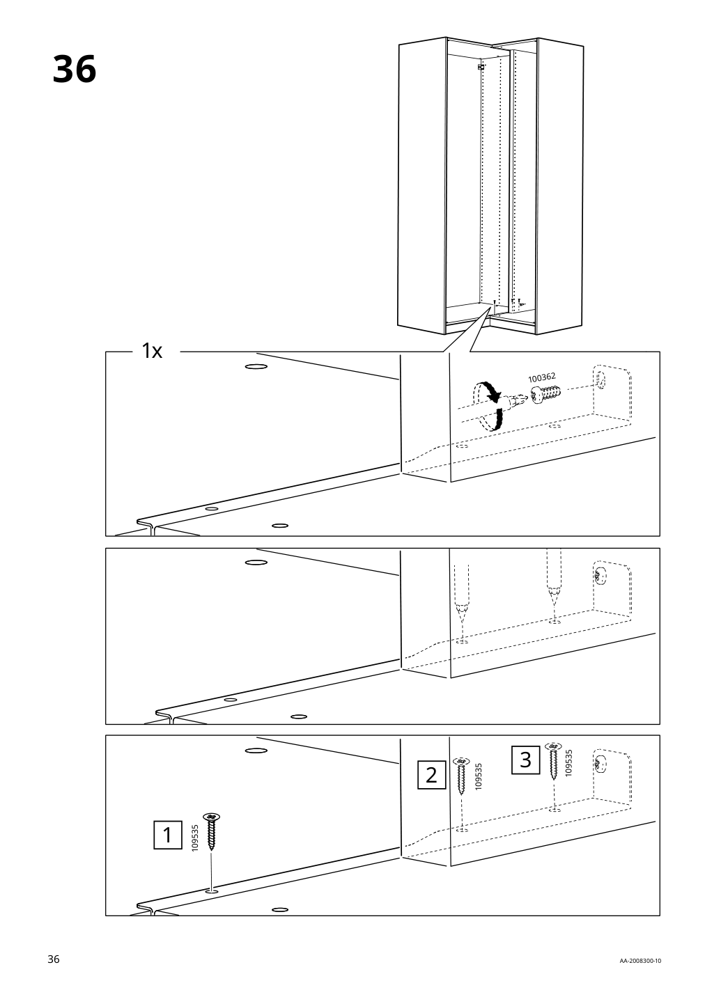 Assembly instructions for IKEA Pax add on corner unit with 4 shelves white | Page 36 - IKEA PAX corner wardrobe 993.856.97