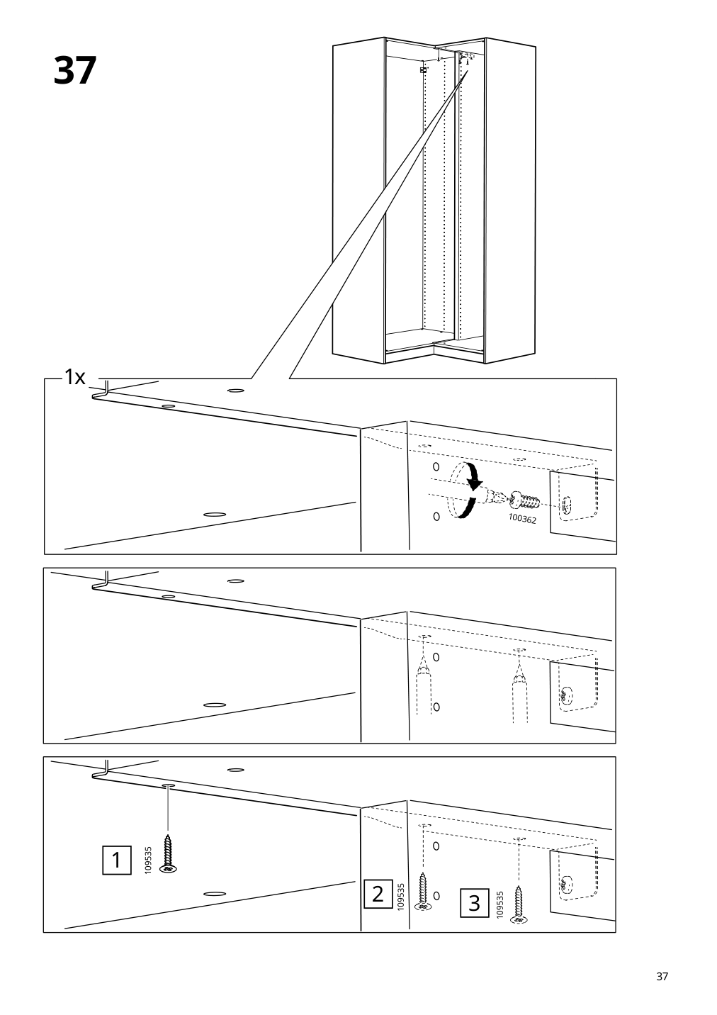 Assembly instructions for IKEA Pax add on corner unit with 4 shelves white | Page 37 - IKEA PAX corner wardrobe 993.856.97