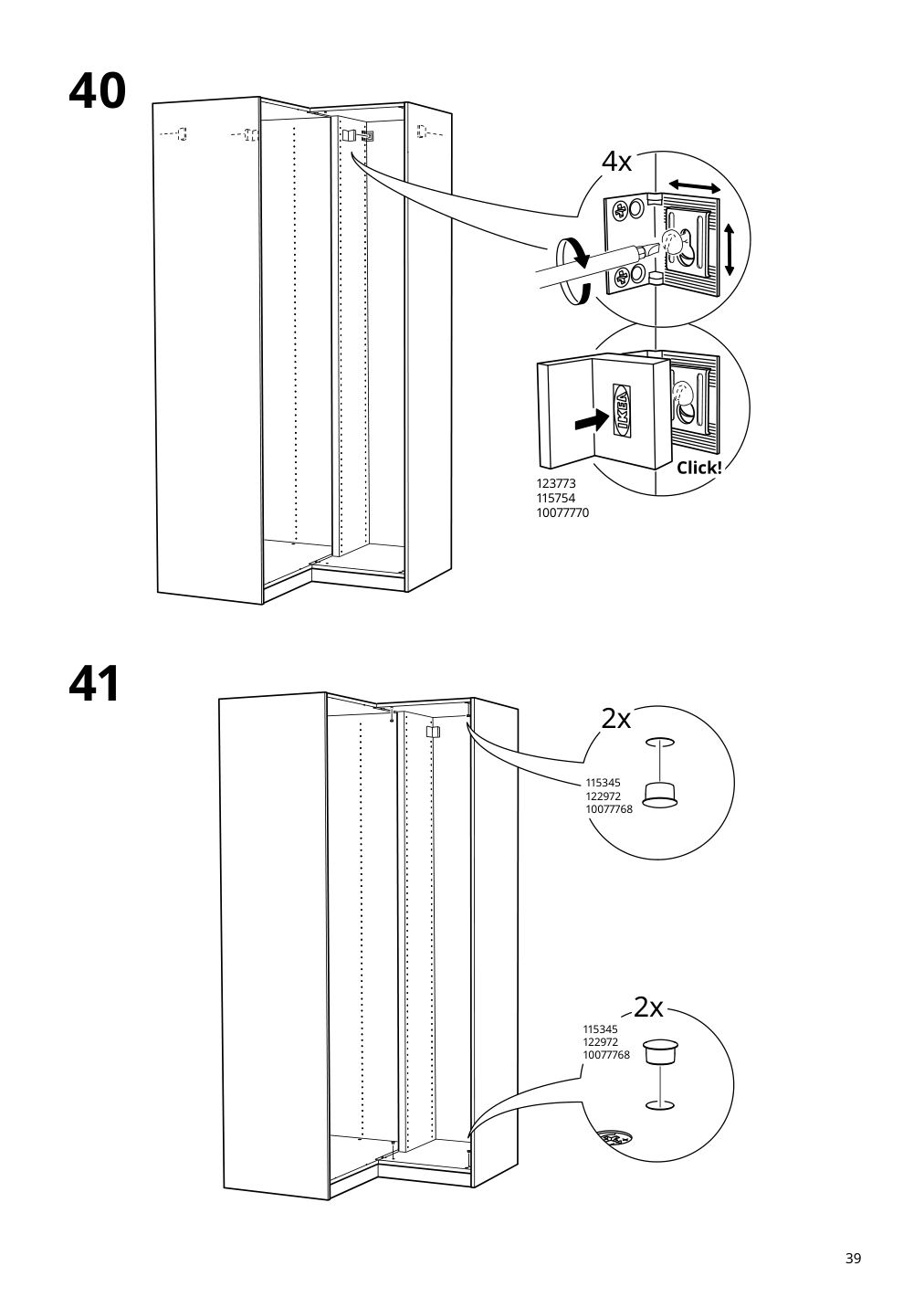 Assembly instructions for IKEA Pax add on corner unit with 4 shelves white | Page 39 - IKEA PAX corner wardrobe 993.856.97