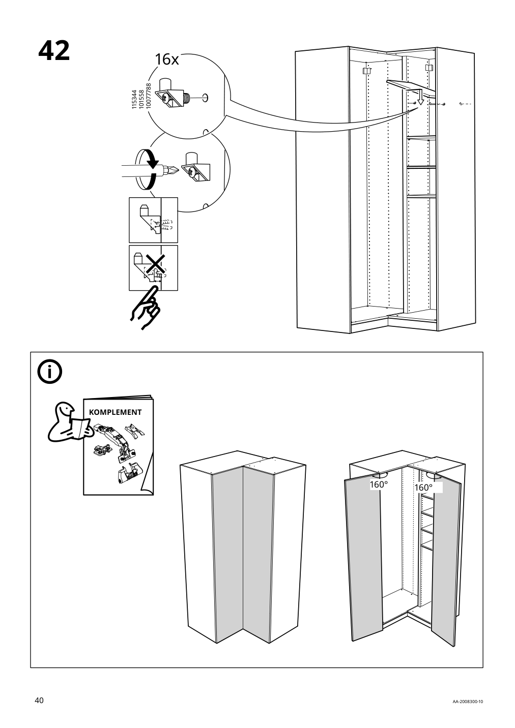 Assembly instructions for IKEA Pax add on corner unit with 4 shelves white | Page 40 - IKEA PAX corner wardrobe 993.856.97