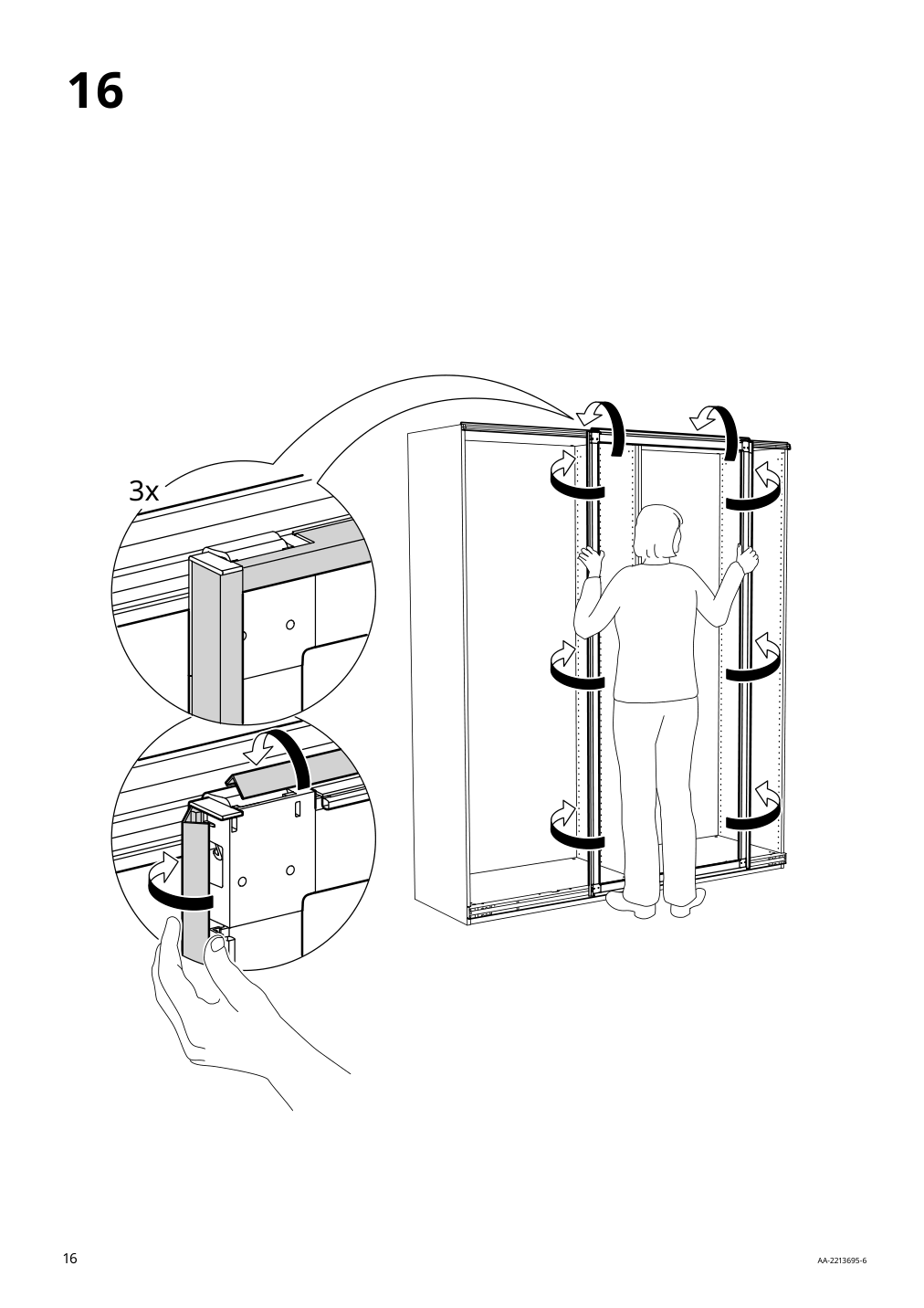 Assembly instructions for IKEA Pax pair of sliding door frames rail aluminum | Page 16 - IKEA AULI pair of sliding doors 094.379.12