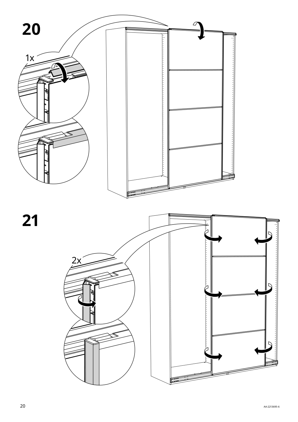 Assembly instructions for IKEA Pax pair of sliding door frames rail aluminum | Page 20 - IKEA AULI pair of sliding doors 094.379.12