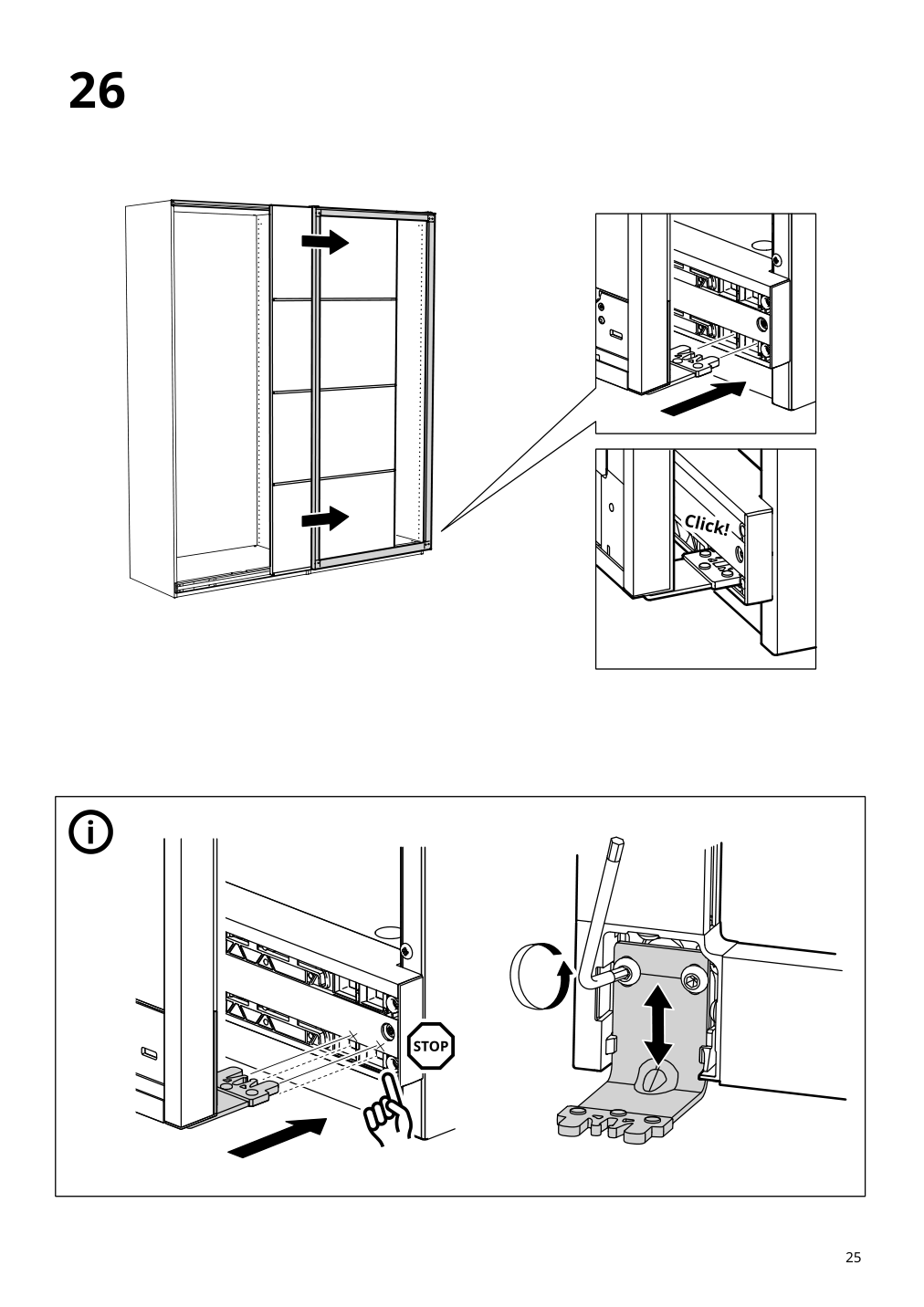 Assembly instructions for IKEA Pax pair of sliding door frames rail aluminum | Page 25 - IKEA AULI pair of sliding doors 094.379.12