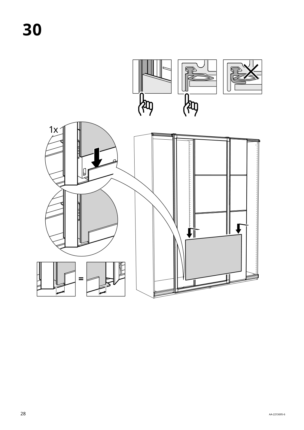 Assembly instructions for IKEA Pax pair of sliding door frames rail aluminum | Page 28 - IKEA AULI pair of sliding doors 094.379.12