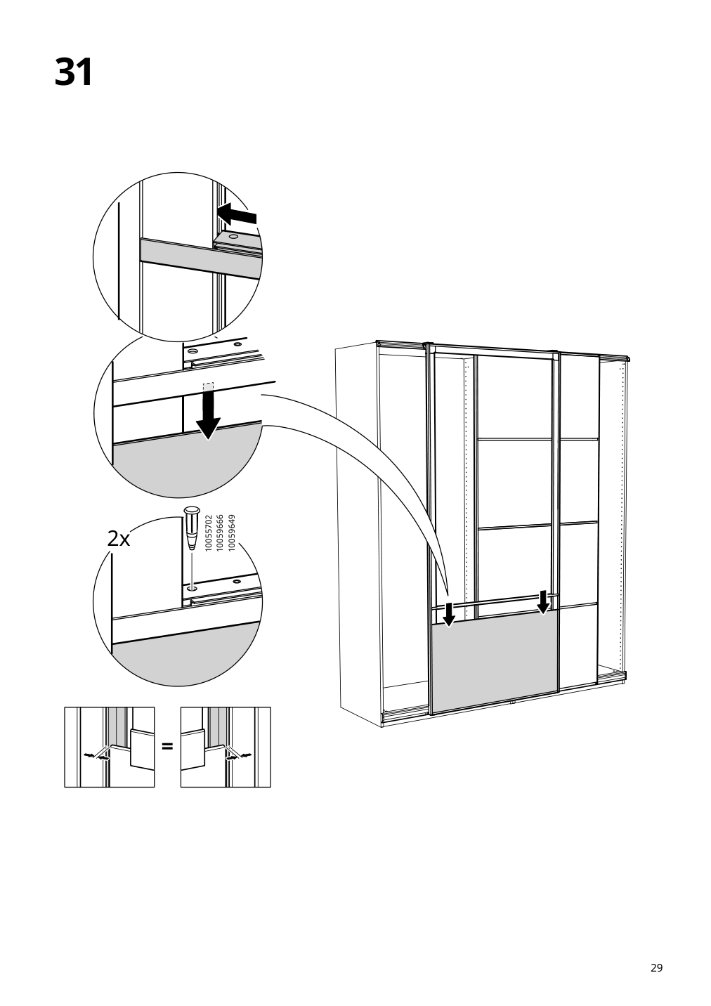 Assembly instructions for IKEA Pax pair of sliding door frames rail aluminum | Page 29 - IKEA AULI pair of sliding doors 094.379.12