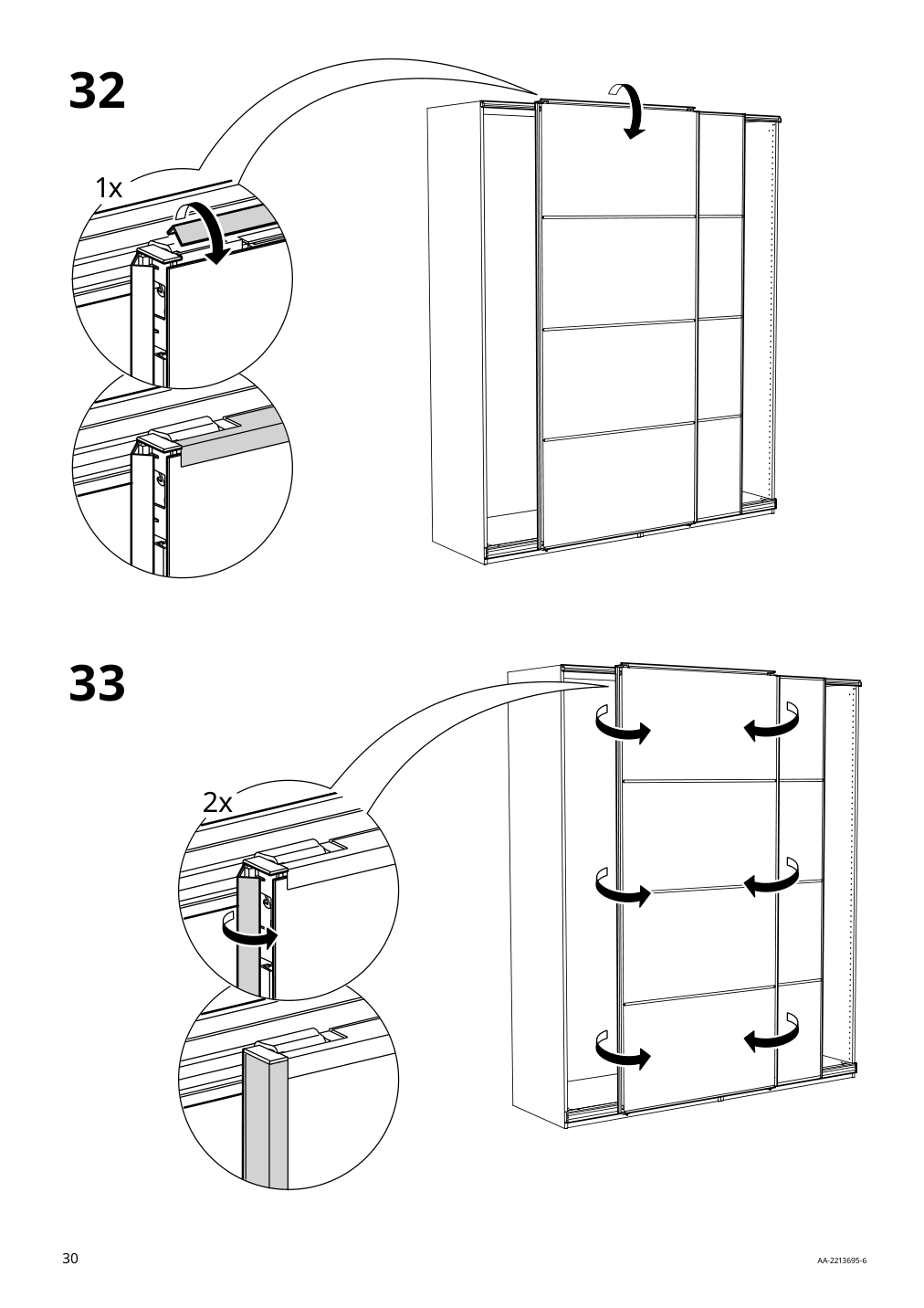 Assembly instructions for IKEA Pax pair of sliding door frames rail aluminum | Page 30 - IKEA AULI pair of sliding doors 094.379.12