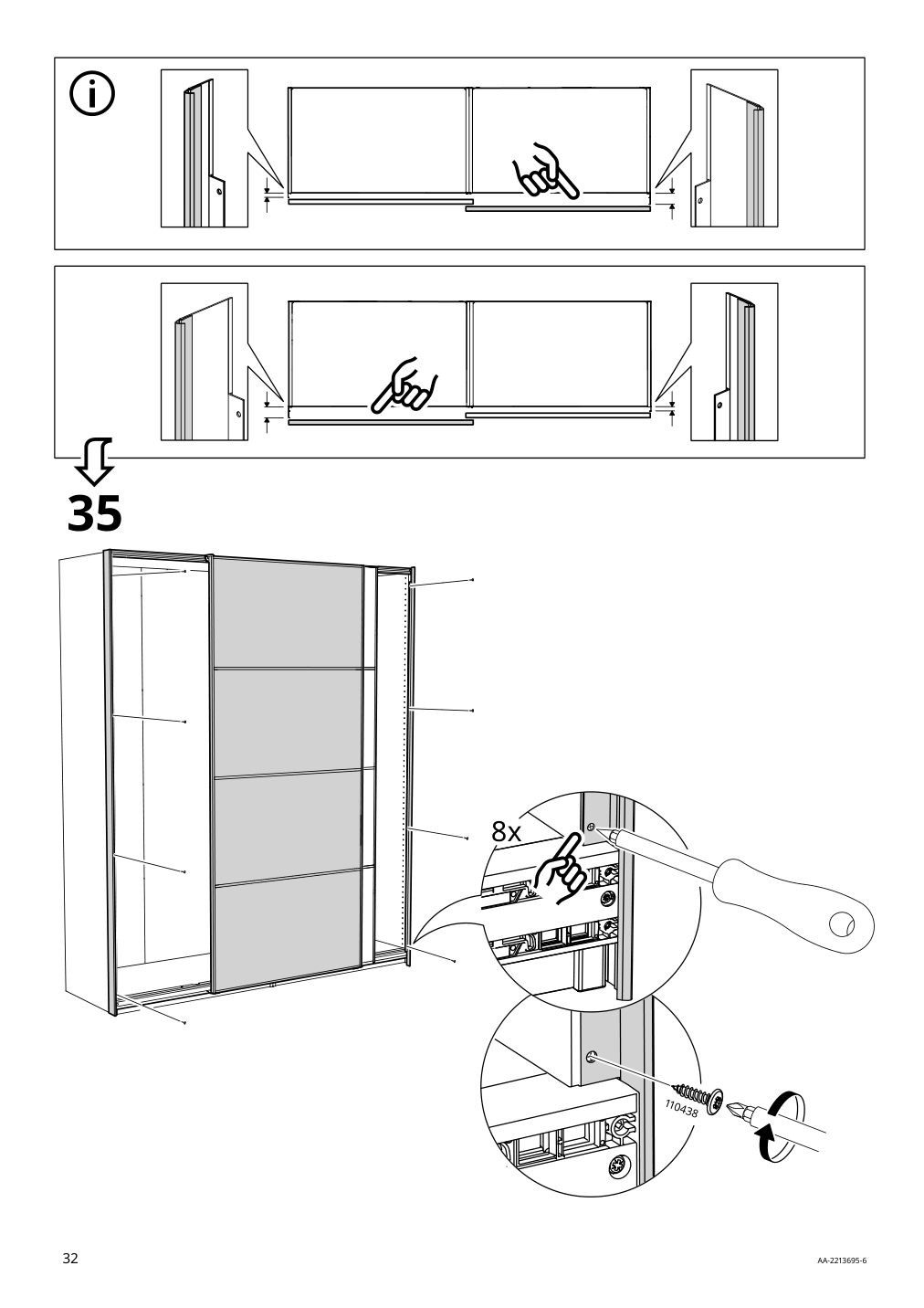 Assembly instructions for IKEA Pax pair of sliding door frames rail aluminum | Page 32 - IKEA PAX / SVARTISDAL wardrobe with sliding doors 694.322.85