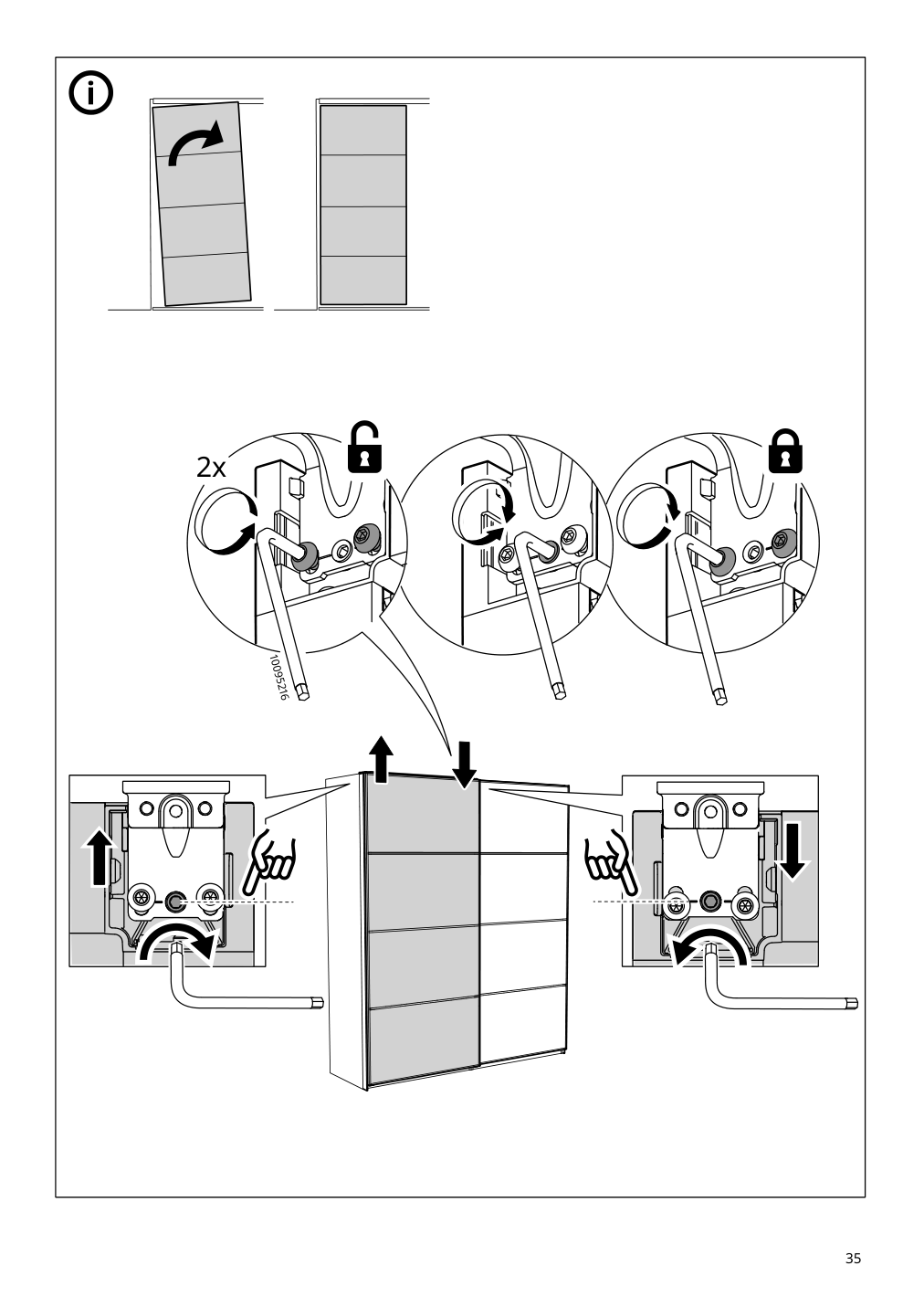 Assembly instructions for IKEA Pax pair of sliding door frames rail aluminum | Page 35 - IKEA AULI pair of sliding doors 094.379.12