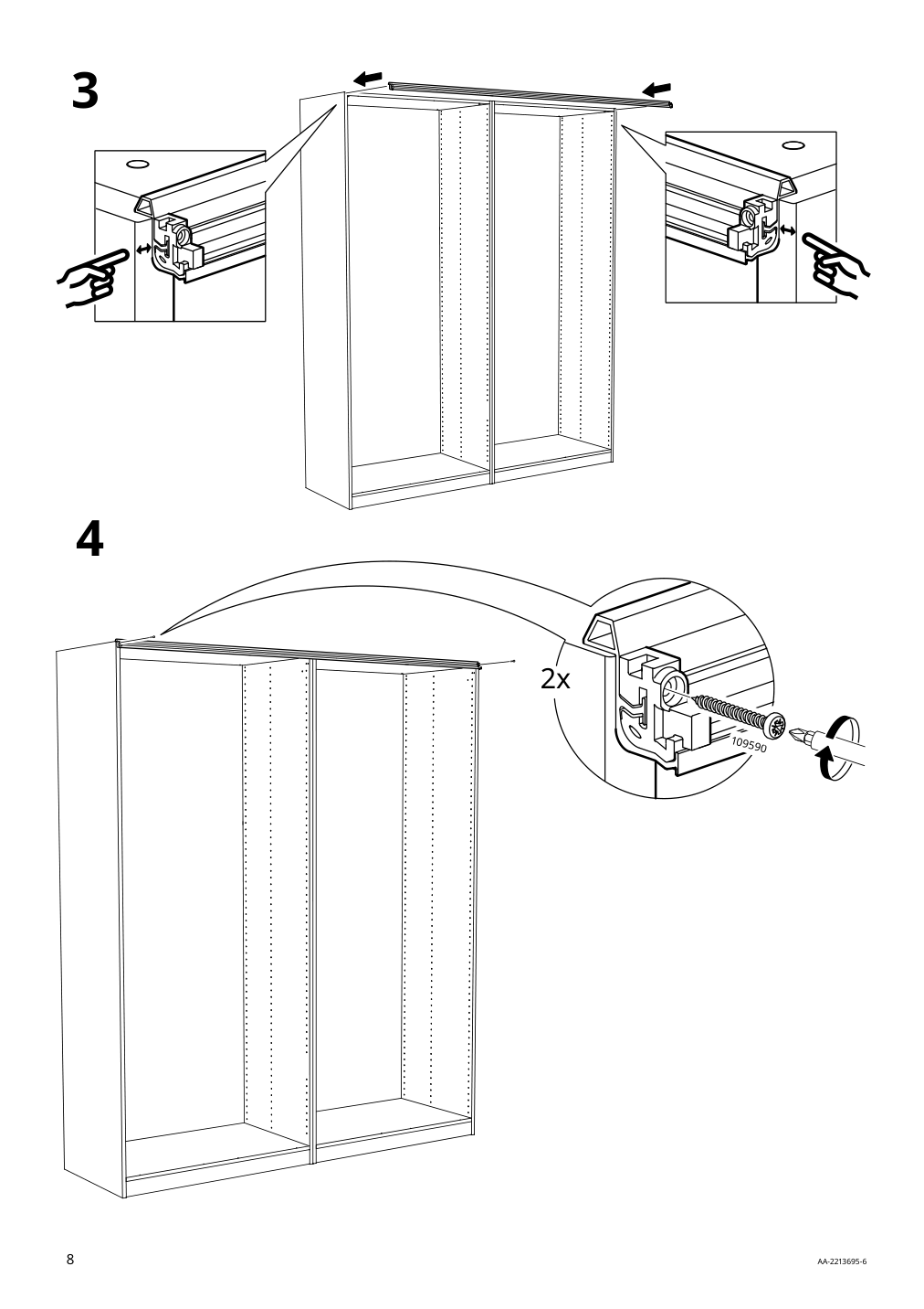 Assembly instructions for IKEA Pax pair of sliding door frames rail aluminum | Page 8 - IKEA AULI pair of sliding doors 094.379.12