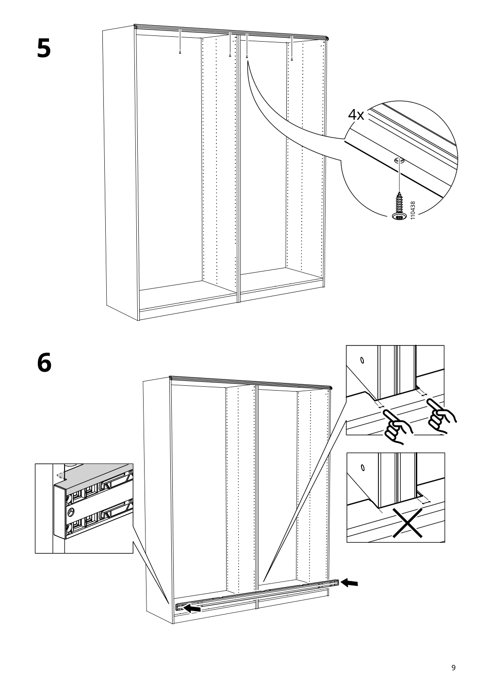 Assembly instructions for IKEA Pax pair of sliding door frames rail aluminum | Page 9 - IKEA AULI pair of sliding doors 094.379.12