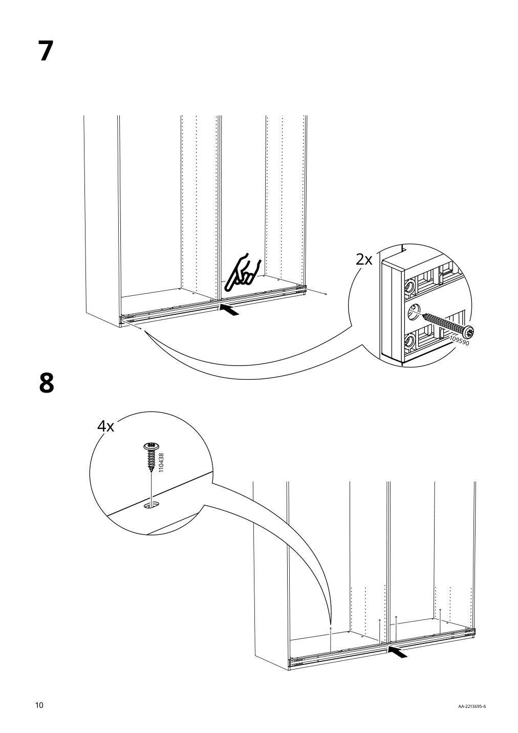 Assembly instructions for IKEA Pax pair of sliding door frames rail black | Page 10 - IKEA PAX / AULI wardrobe with sliding doors 895.613.18