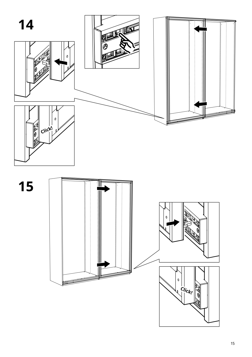 Assembly instructions for IKEA Pax pair of sliding door frames rail black | Page 15 - IKEA AULI / MEHAMN pair of sliding doors 694.369.00