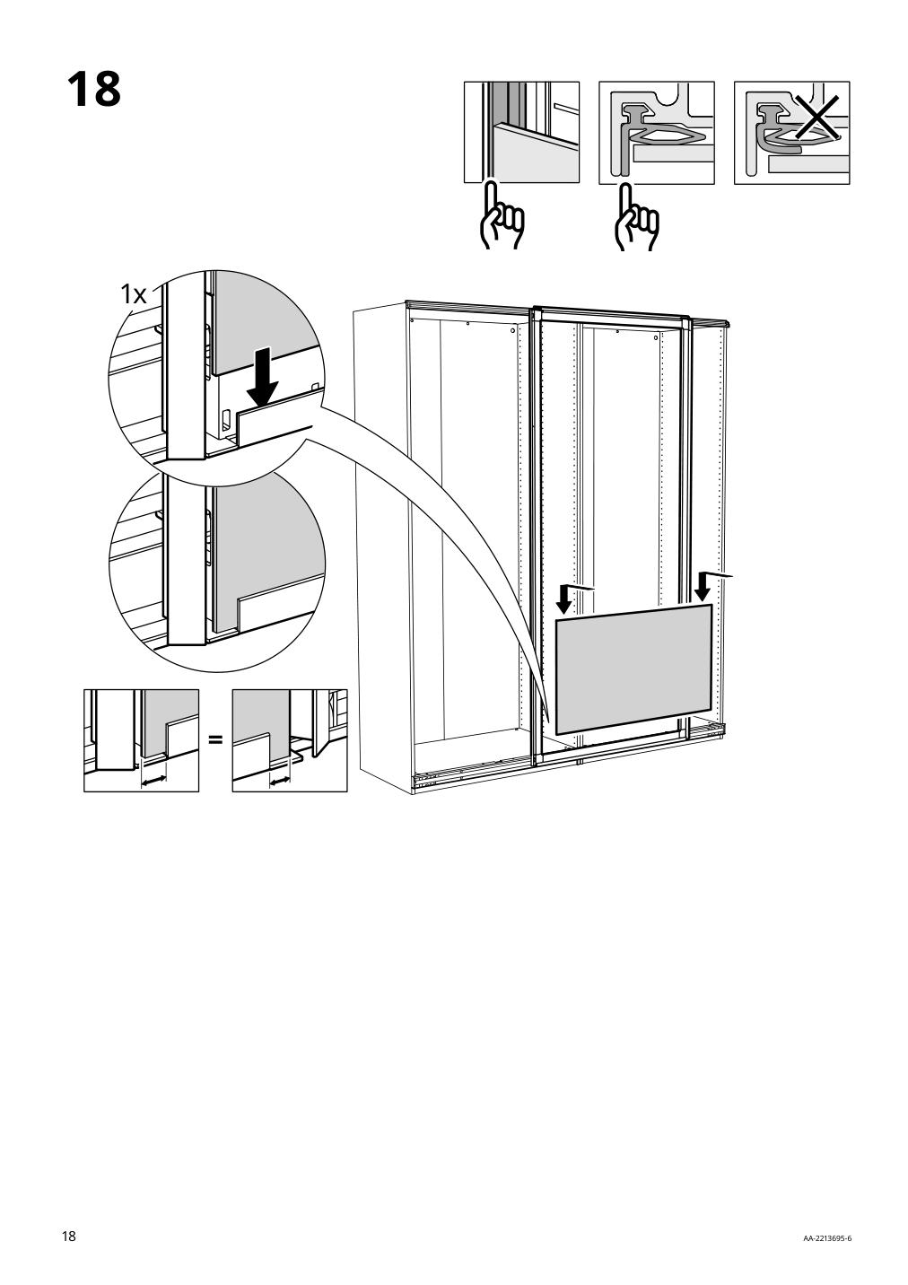 Assembly instructions for IKEA Pax pair of sliding door frames rail black | Page 18 - IKEA PAX / MEHAMN/AULI wardrobe with sliding doors 095.517.14