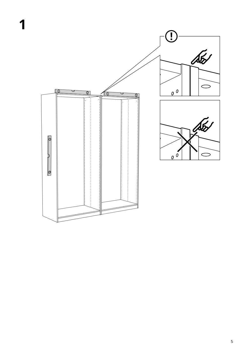 Assembly instructions for IKEA Pax pair of sliding door frames rail black | Page 5 - IKEA PAX / AULI wardrobe with sliding doors 895.613.18