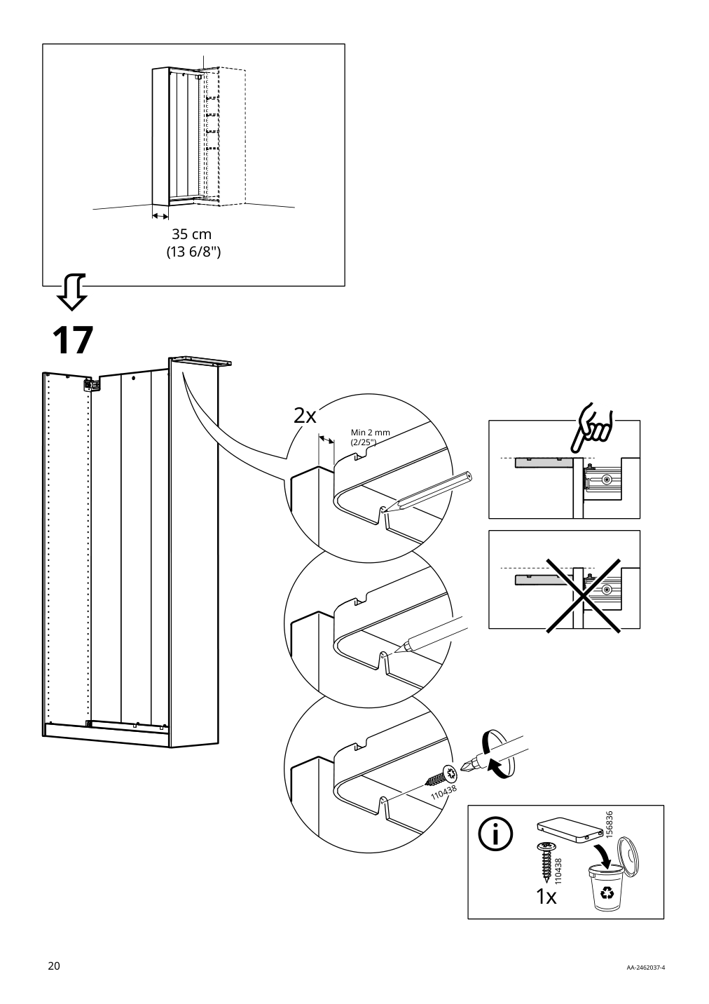 Assembly instructions for IKEA Pax wall mounted storage frame w rail white | Page 20 - IKEA PAX / HOKKSUND wardrobe combination 795.527.91