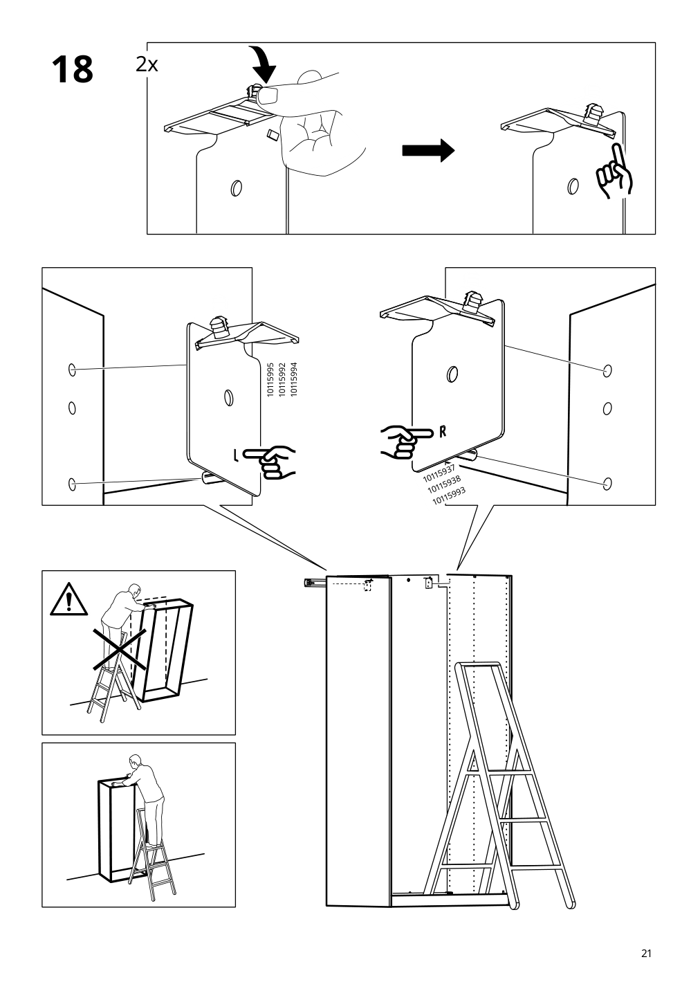 Assembly instructions for IKEA Pax wall mounted storage frame w rail white | Page 21 - IKEA PAX / HOKKSUND wardrobe combination 795.527.91