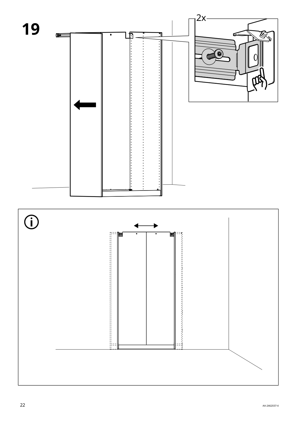 Assembly instructions for IKEA Pax wall mounted storage frame w rail white | Page 22 - IKEA PAX / GRIMO wardrobe combination 595.026.22