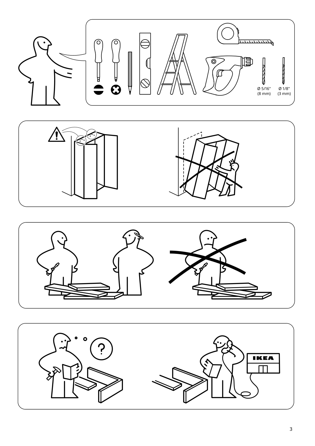 Assembly instructions for IKEA Pax wall mounted storage frame w rail white | Page 3 - IKEA PAX / GRIMO wardrobe combination 595.026.22