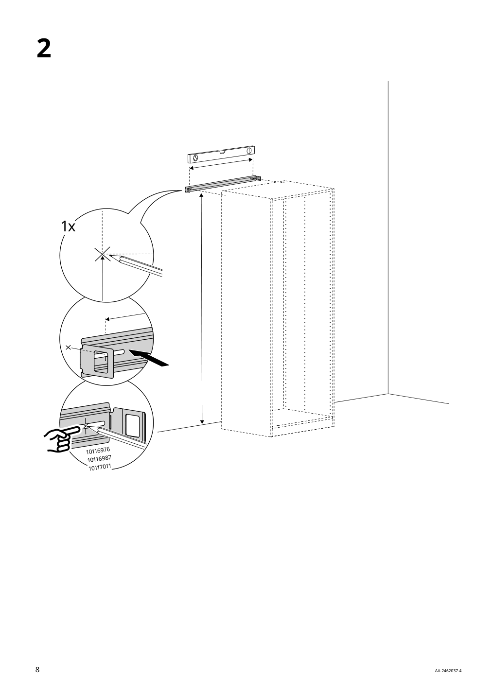 Assembly instructions for IKEA Pax wall mounted storage frame w rail white | Page 8 - IKEA PAX / GRIMO wardrobe combination 595.026.22