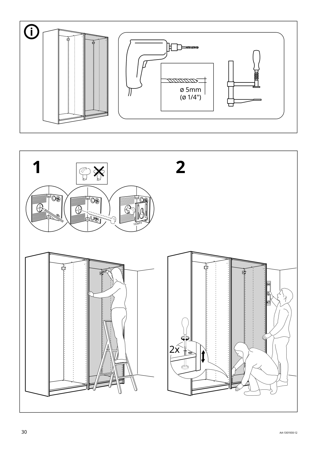 Assembly instructions for IKEA Pax wardrobe frame dark gray | Page 30 - IKEA PAX / MEHAMN wardrobe with sliding doors 595.516.79